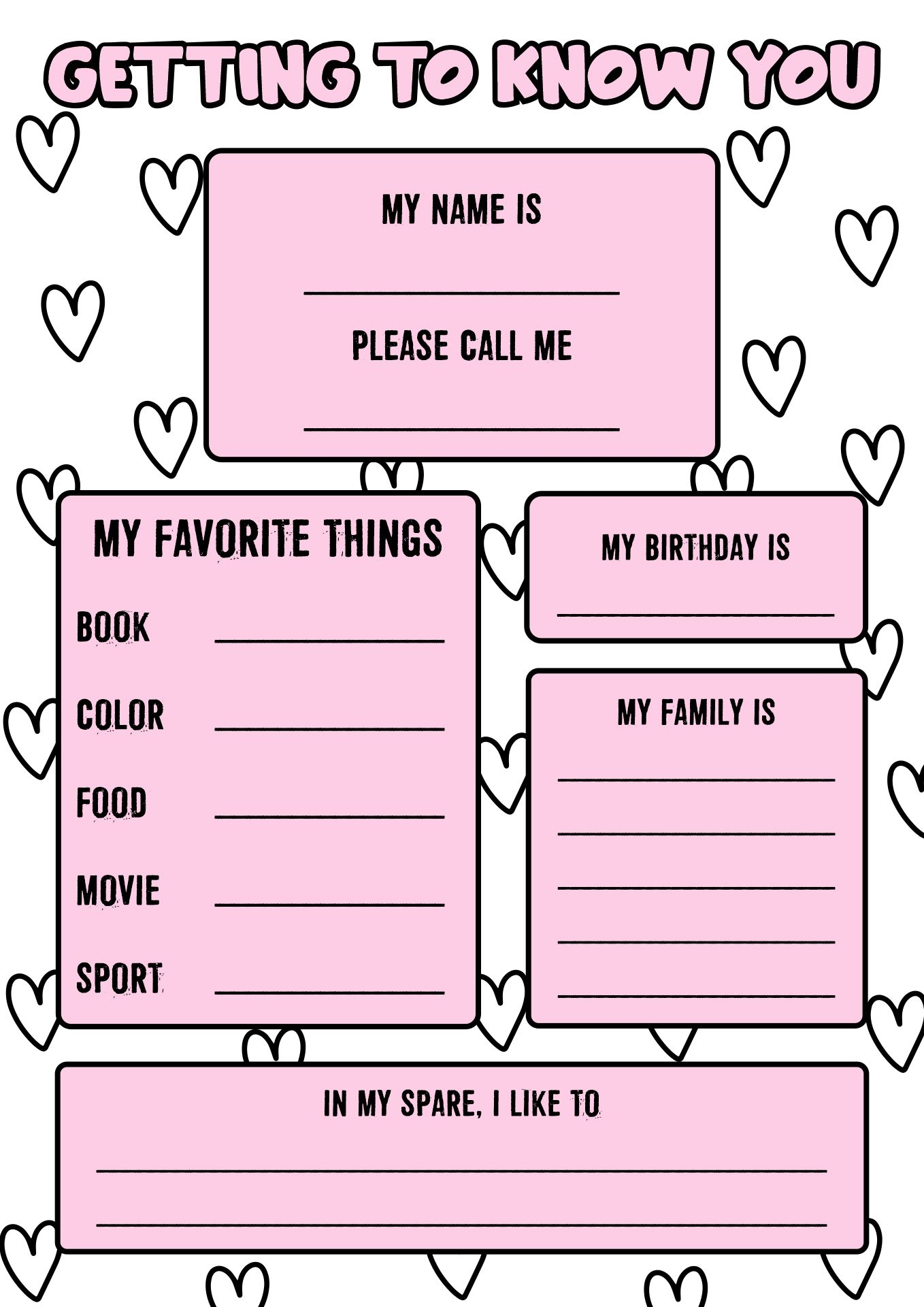 get to know you worksheet