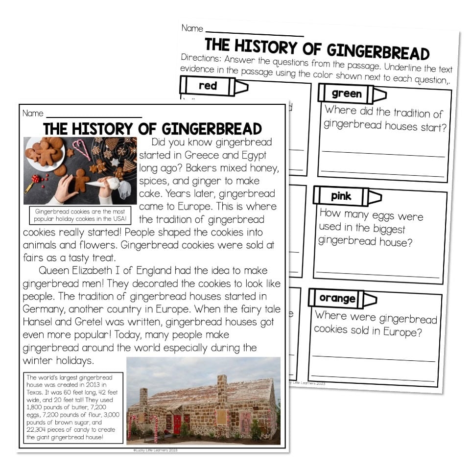 Classroom Transformation Gingerbread Day Reading Passage The History Of Gingerbread Lucky Little Learners