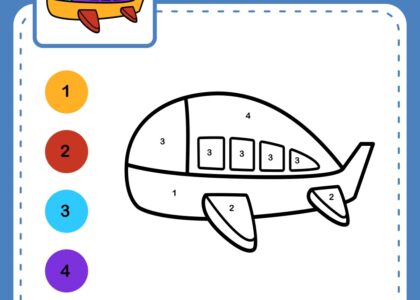 Color By Number Worksheet For Kids Learning Royalty Free Vector VectorStock