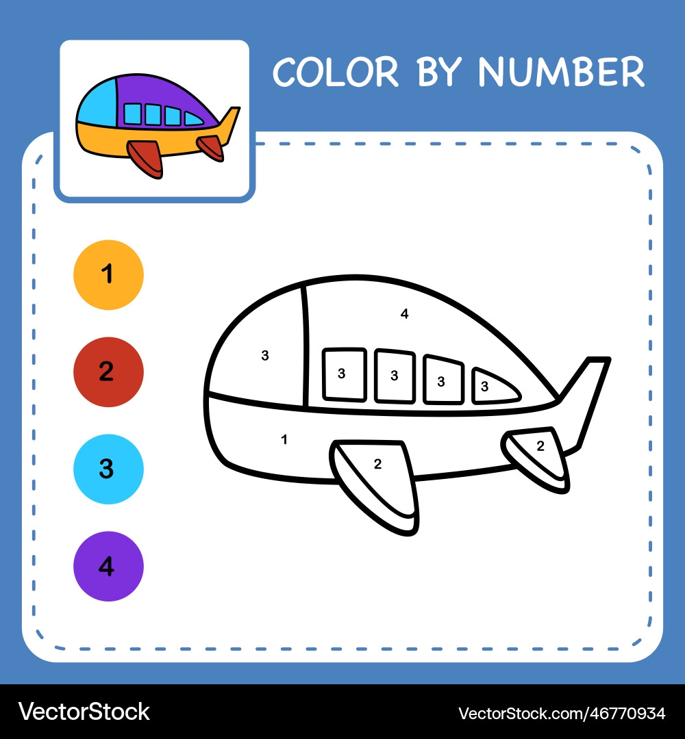 Color By Number Worksheet For Kids Learning Royalty Free Vector VectorStock