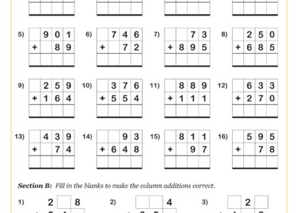 Column Addition Of Up To 3 Digits With Regrouping A Worksheet Fun And Engaging 2nd Grade And 3rd Grade Number Operations Worksheet