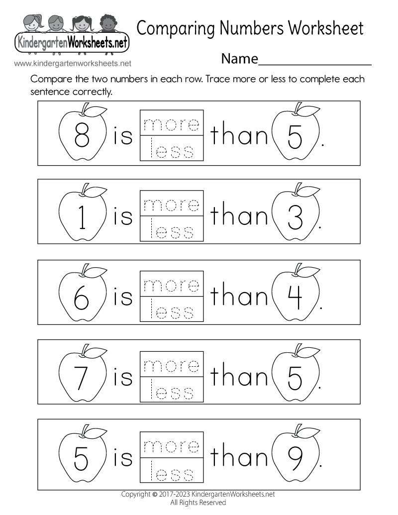 free math comparing numbers worksheet
