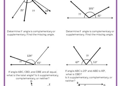 Complementary Supplementary Vertical And Adjacent Angles
