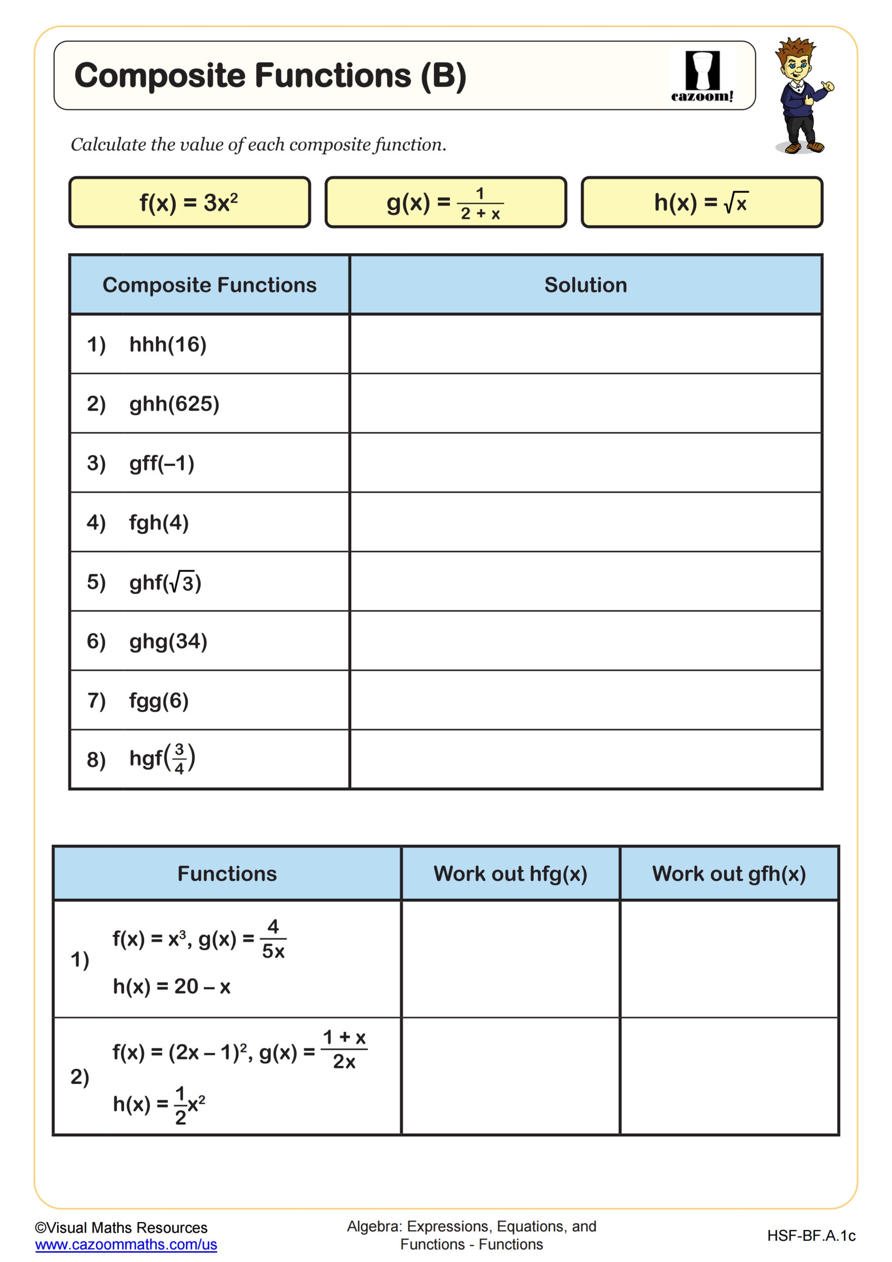 Composite Functions B Worksheet Algebra II PDF Worksheets Composite Functions B Worksheet Algebra II PDF Worksheets