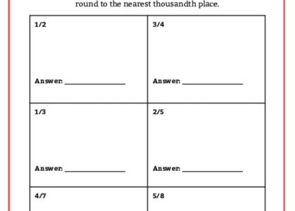 Converting Fractions To Decimals Worksheets