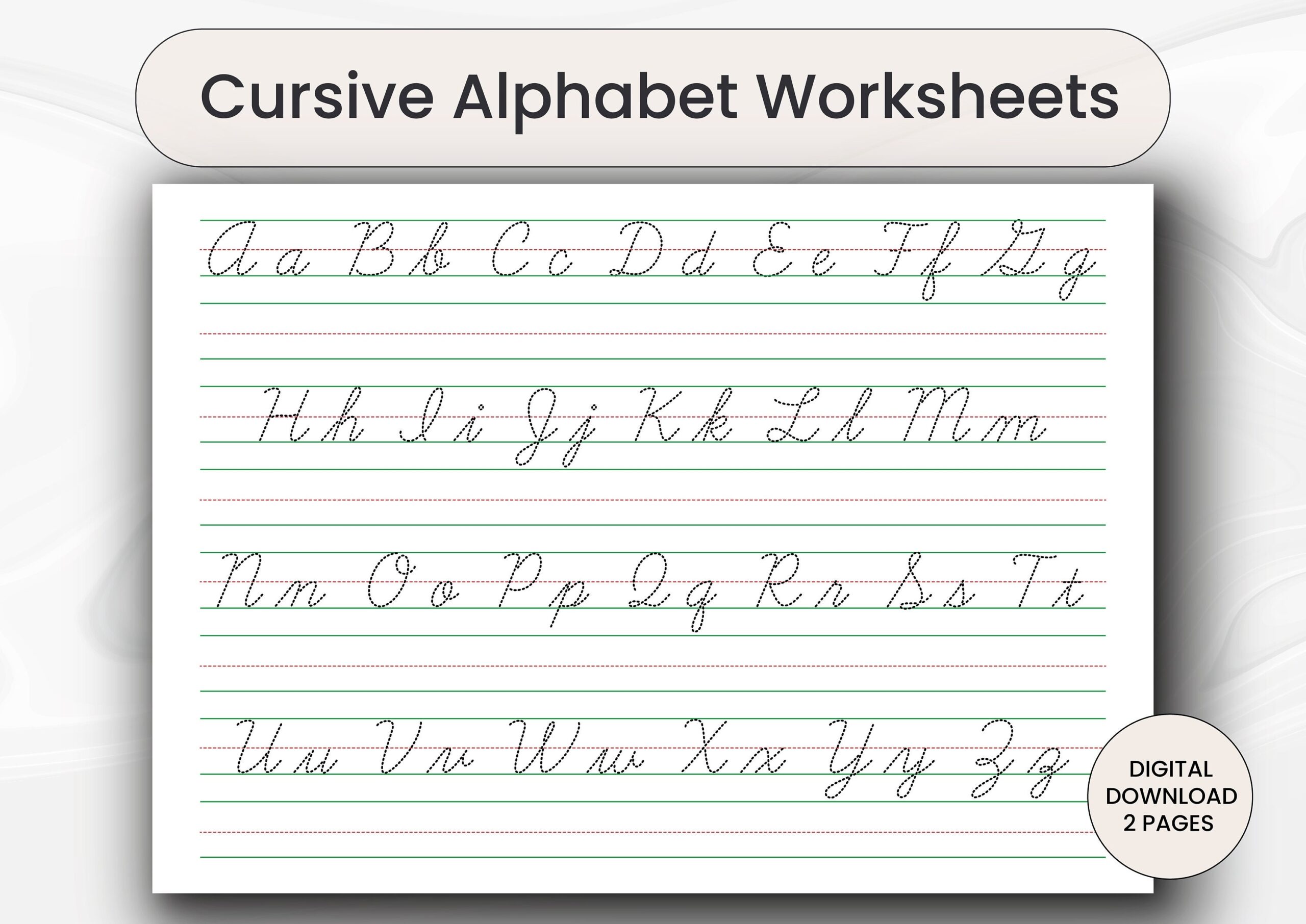 Cursive Alphabet Tracing Worksheets Handwriting Practice digital Download Etsy Israel