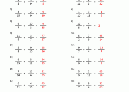Dividing Fractions Worksheet