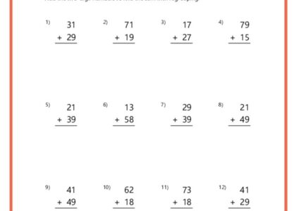 Double Digit Addition With Regrouping Worksheets