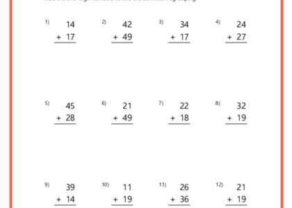 Double Digit Addition With Regrouping Worksheets