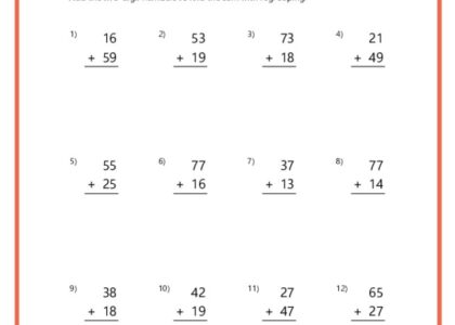 Double Digit Addition With Regrouping Worksheets