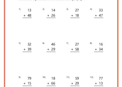 Double Digit Addition With Regrouping Worksheets