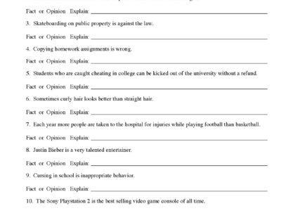 Fact And Opinion Worksheet 2 Reading Activity
