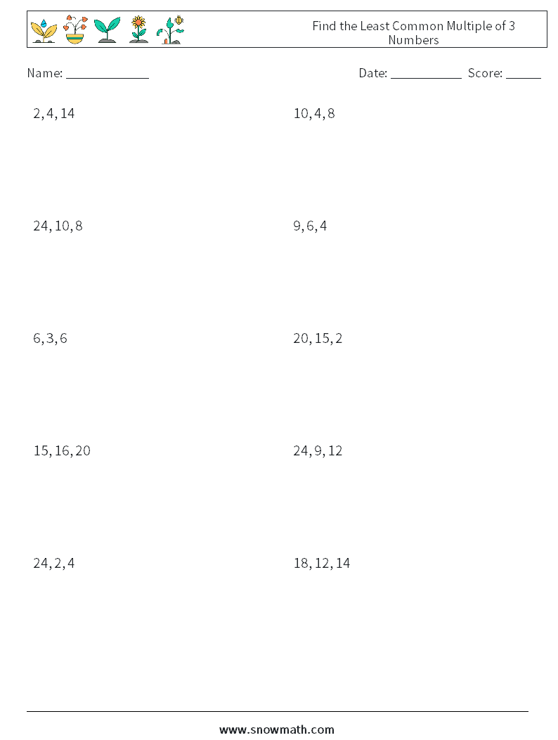 least common multiple worksheet