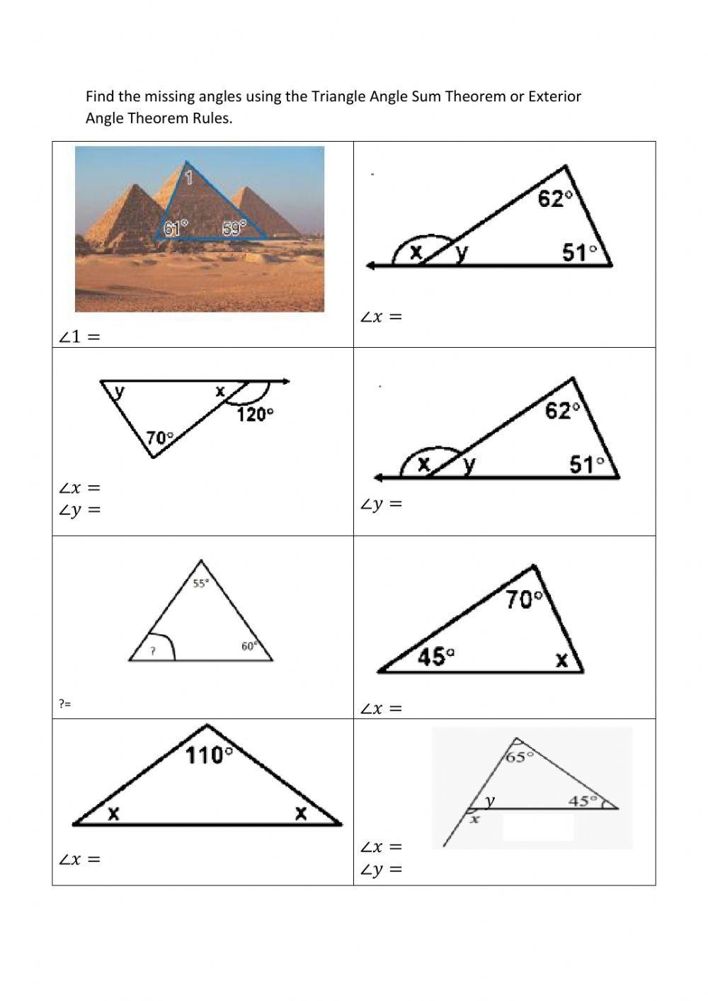 triangle sum theorem worksheet triangle sum theorem worksheet