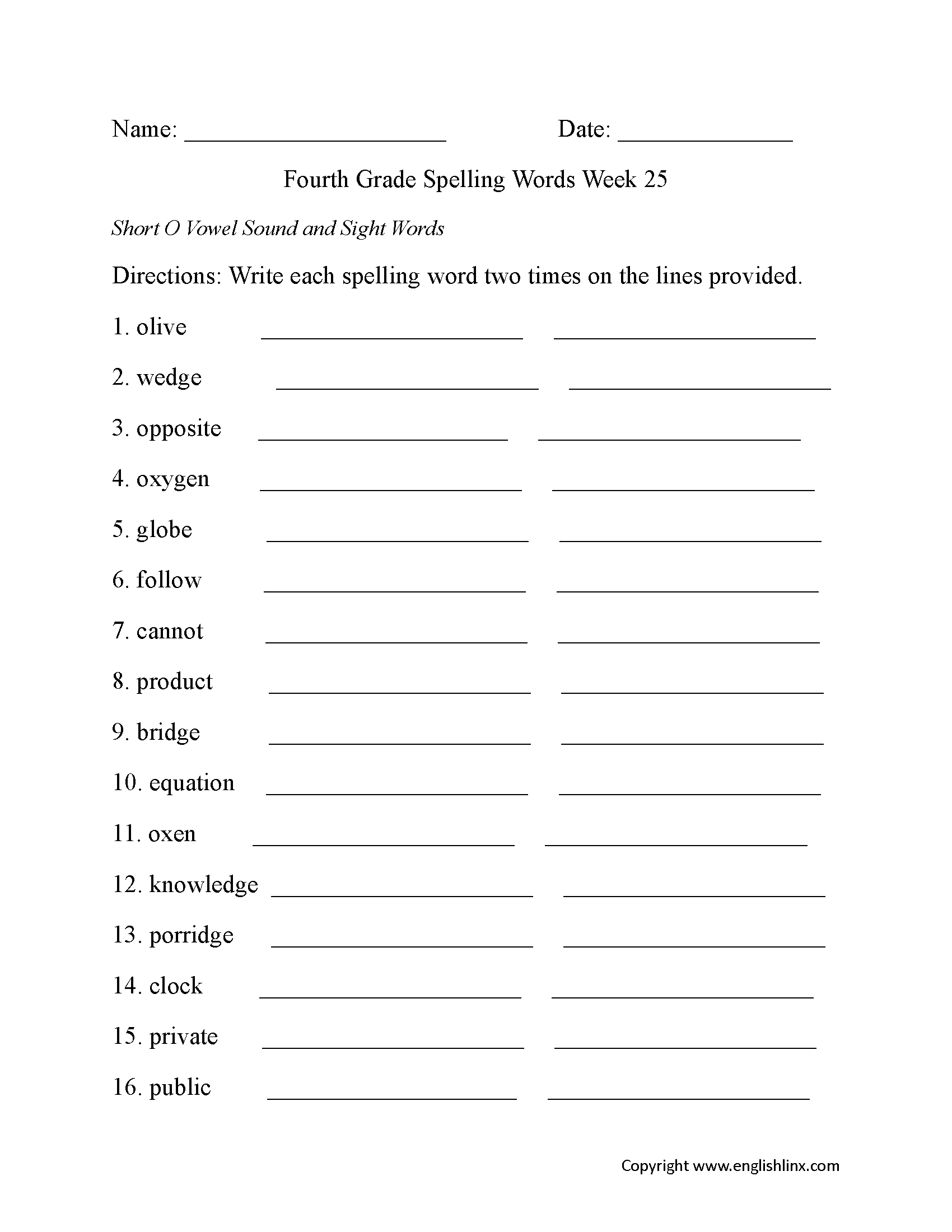 Fourth Grade Spelling Worksheets Free Printable Word Lists Practice Fourth Grade Spelling Worksheets Free Printable Word Lists Practice
