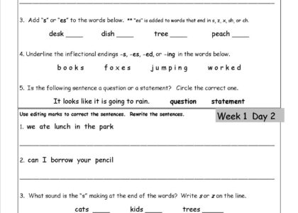 Free 2nd Grade Daily Language Worksheets