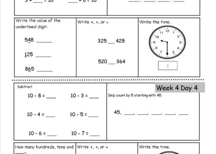 Free 2nd Grade Daily Math Worksheets