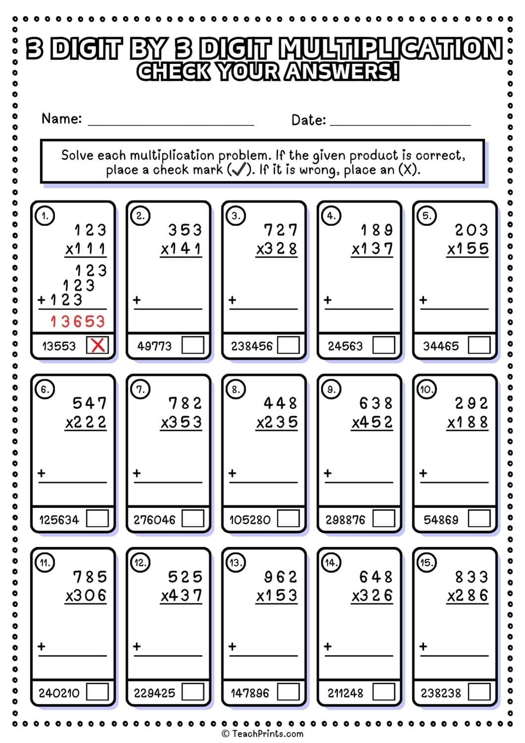 multiplication by 3 worksheets