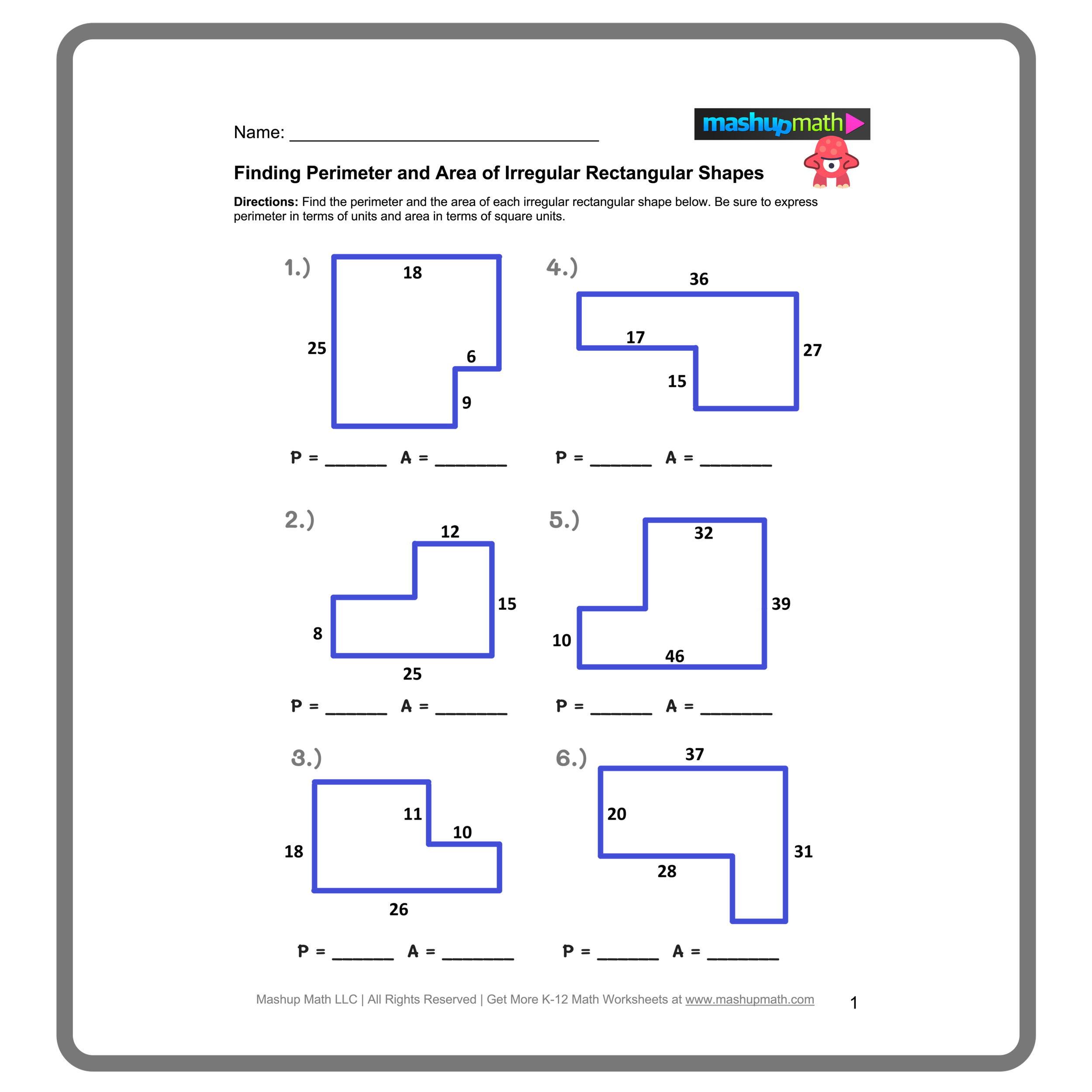 area and perimeter worksheets