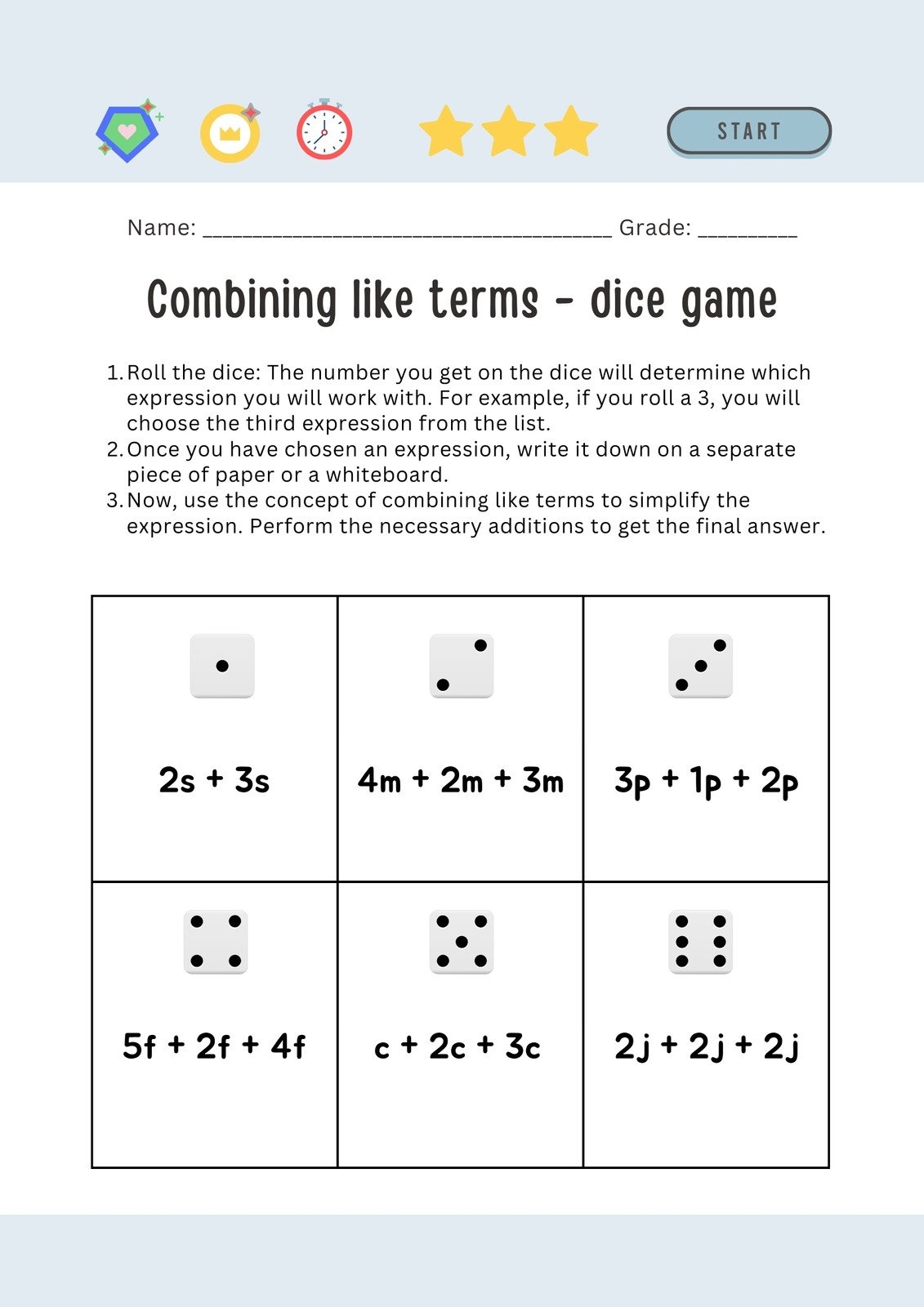 combining like terms worksheet