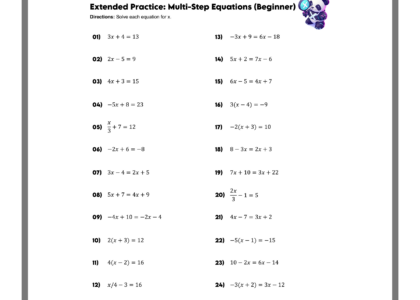 Free Multi Step Equations Worksheets Mashup Math