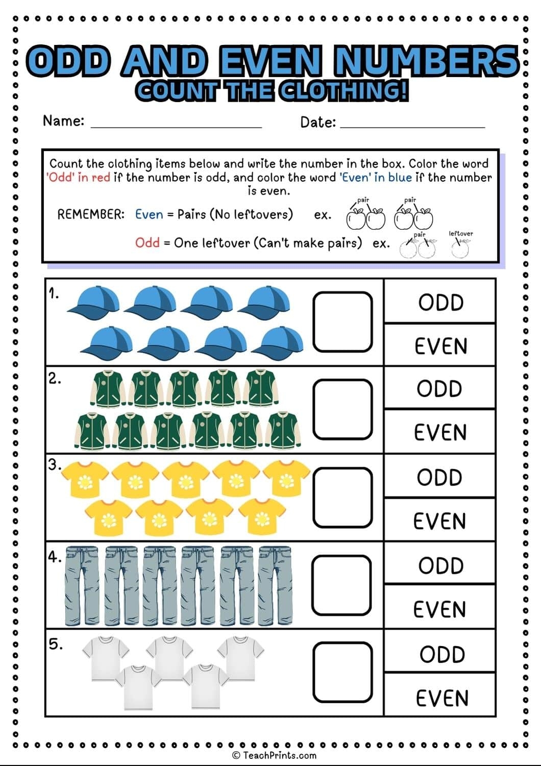 odd and even numbers worksheet