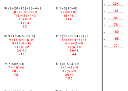Free Order Of Operations Worksheets Common Core Sheets