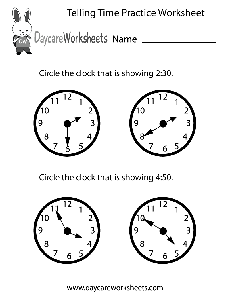 Free Preschool Telling Time Practice Worksheet Free Preschool Telling Time Practice Worksheet