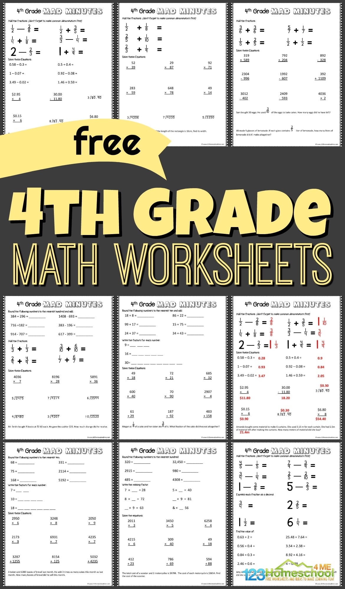 grade 4 math worksheets grade 4 math worksheets