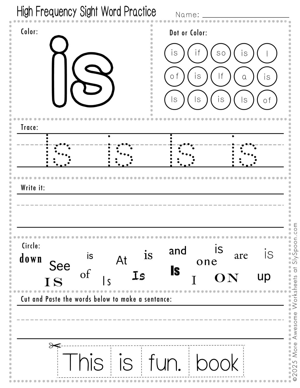 sight word practice worksheets