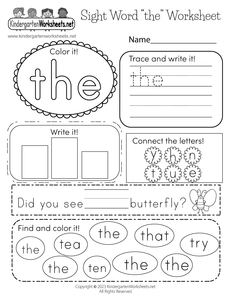 Free Printable Sight Word the Worksheet Free Printable Sight Word the Worksheet