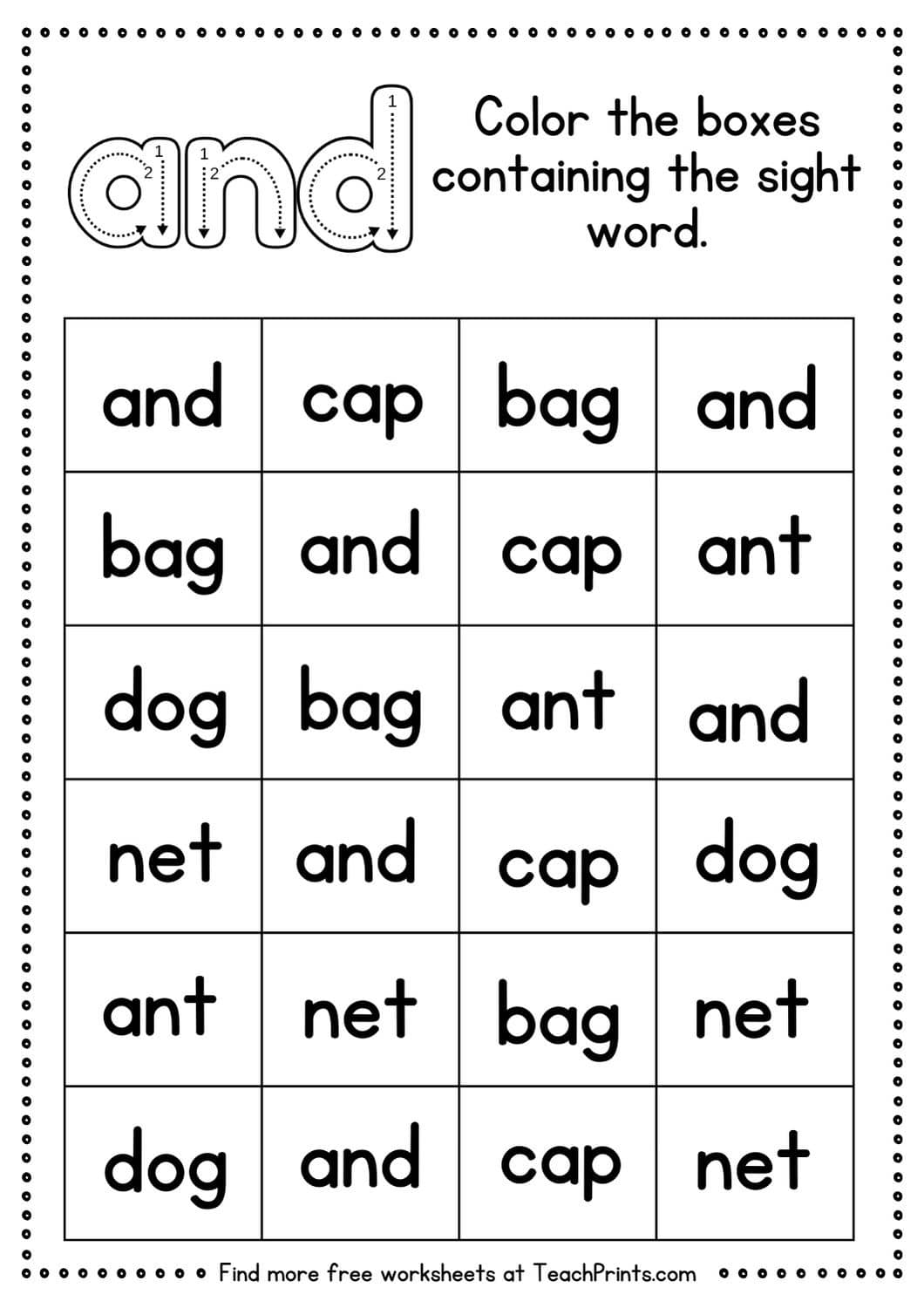 Free Sight Word And Worksheets Teach Prints Free Sight Word And Worksheets Teach Prints