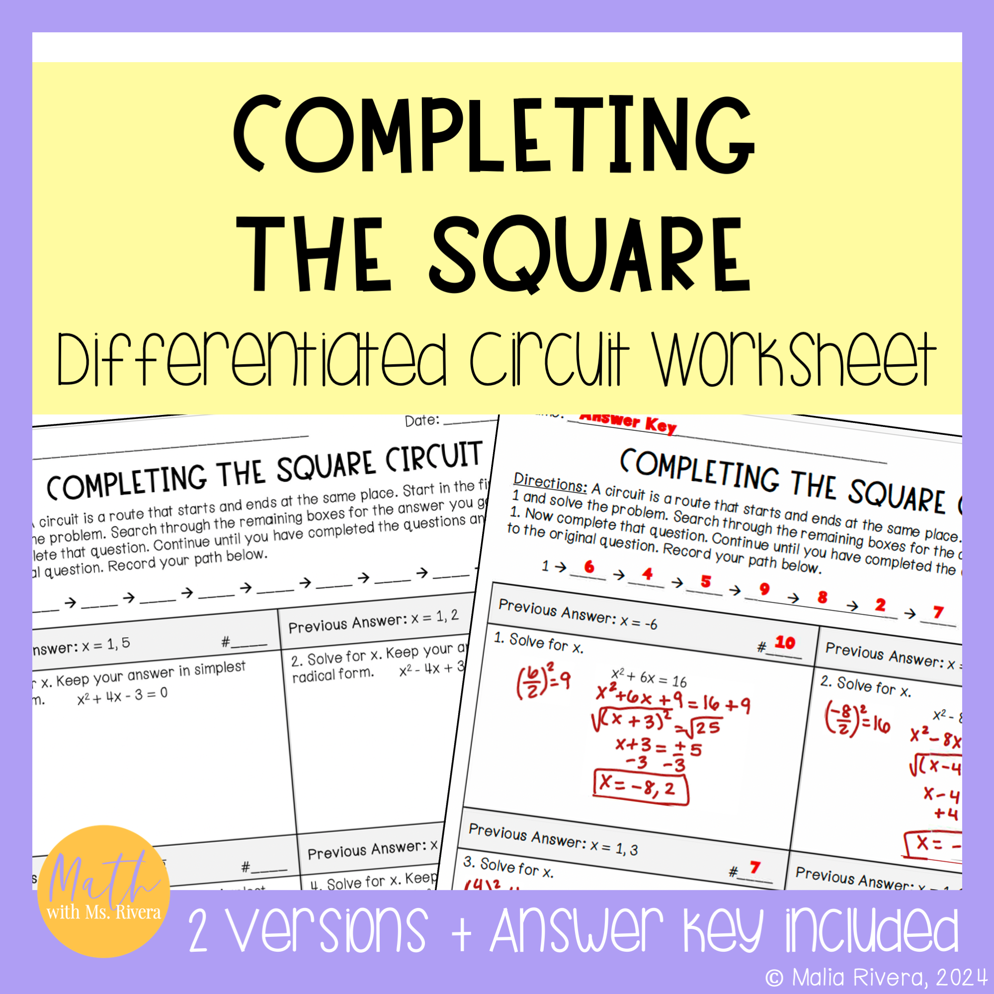 completing the square worksheet