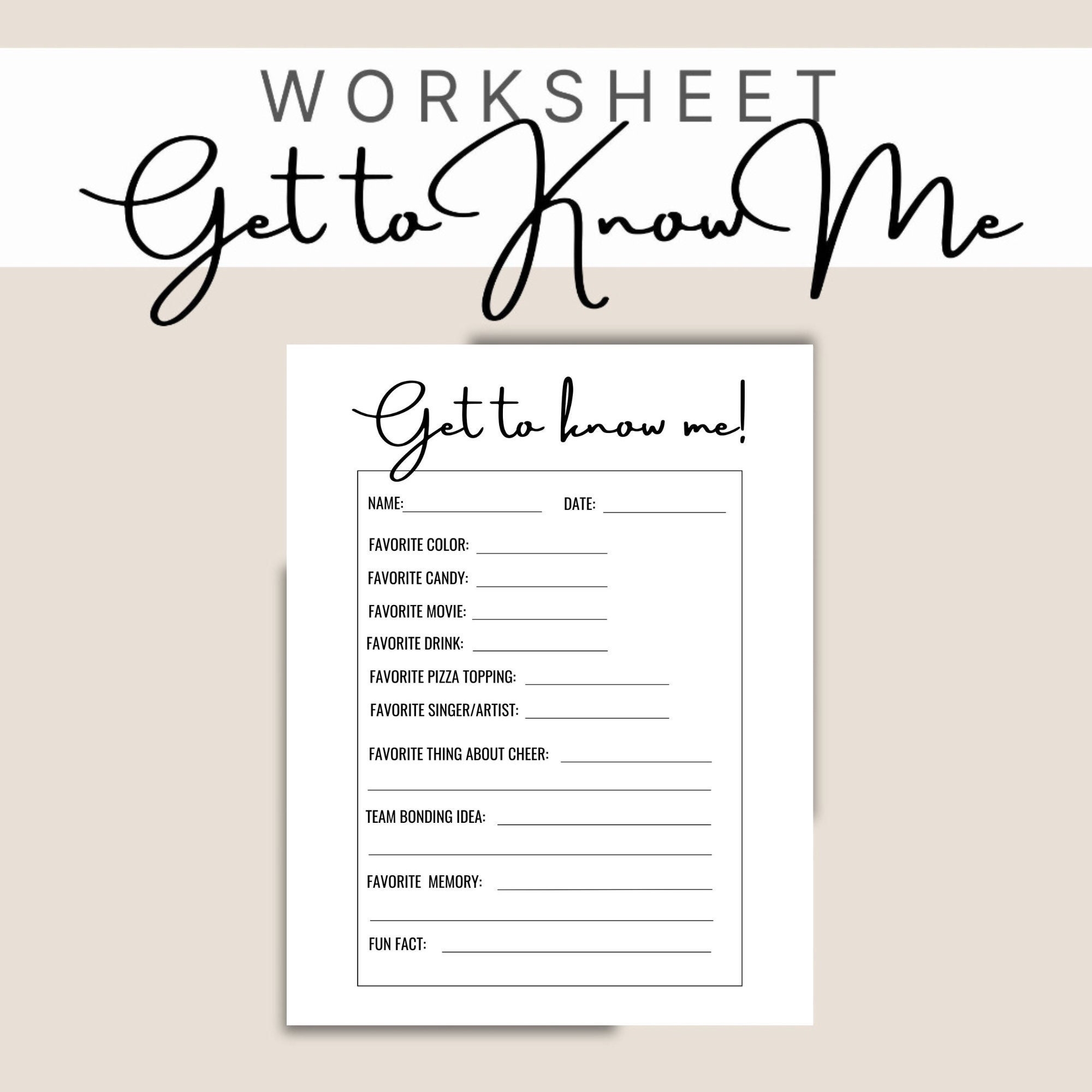 Get To Know Me Worksheet Ice Breaker Printable Back to school Worksheets Team Bonding Etsy Finland