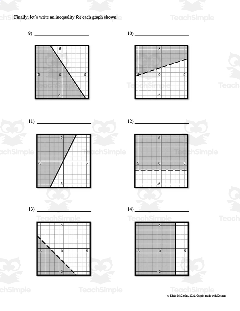 graphing linear inequalities worksheet