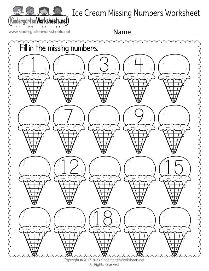 number worksheet for kg