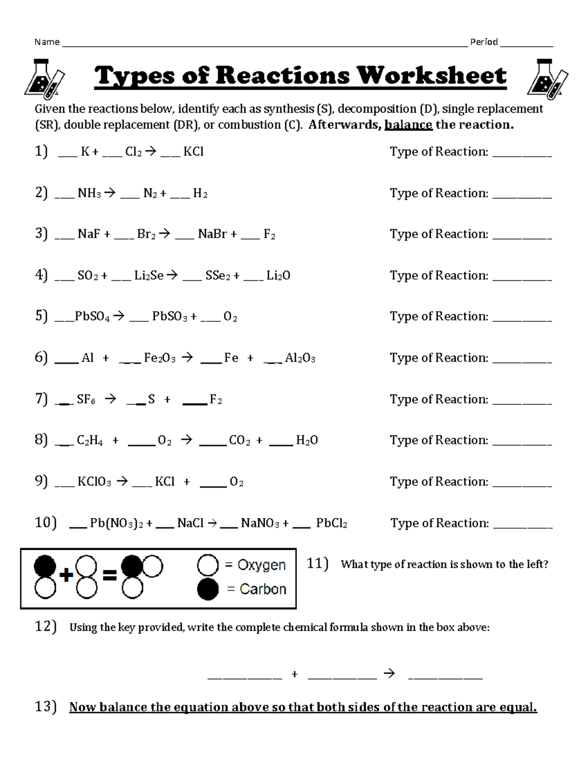 Identifying Types Of Chemical Reactions And Balancing Worksheet 1 Studocu Identifying Types Of Chemical Reactions And Balancing Worksheet 1 Studocu