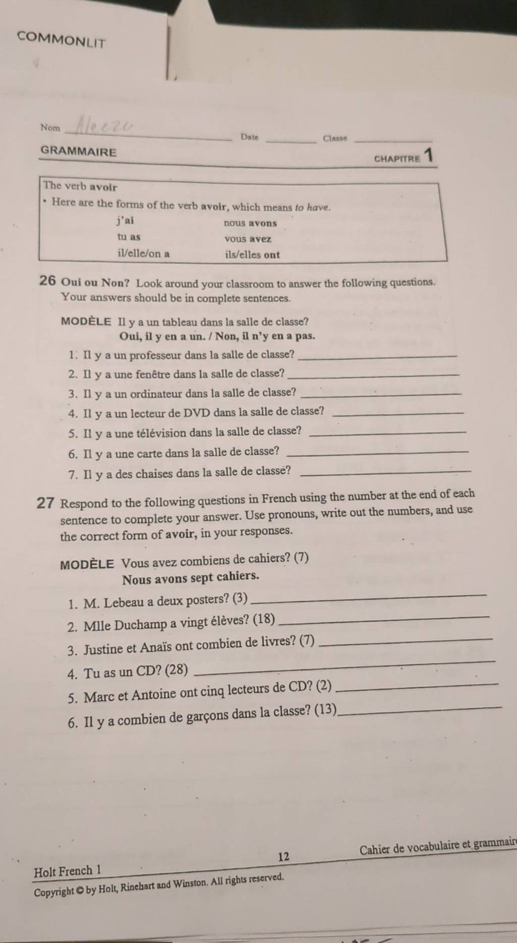 segundo paso worksheet answers chapter 1