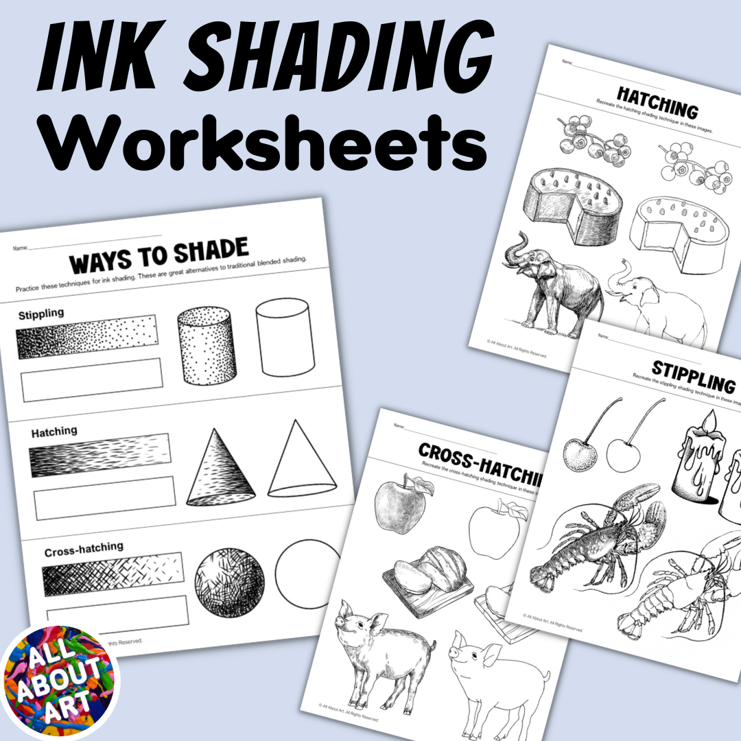 Ink Shading Worksheets To Practice Stippling Hatching And Cross hatching Classful