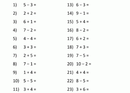 Kindergarten Addition And Subtraction Worksheets