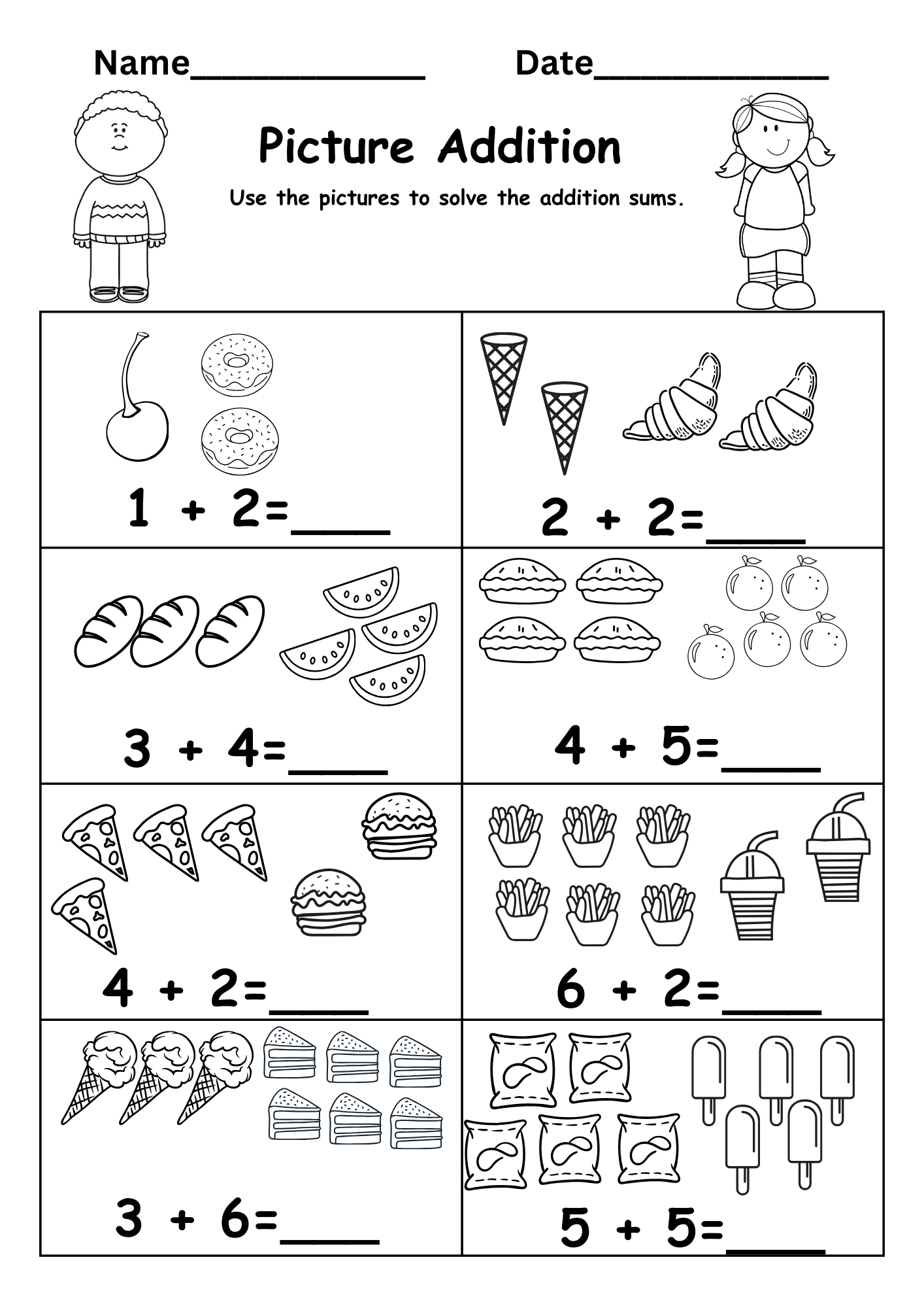 addition and subtraction worksheets for kindergarten