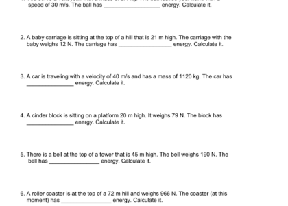 Kinetic And Potential Energy Worksheet