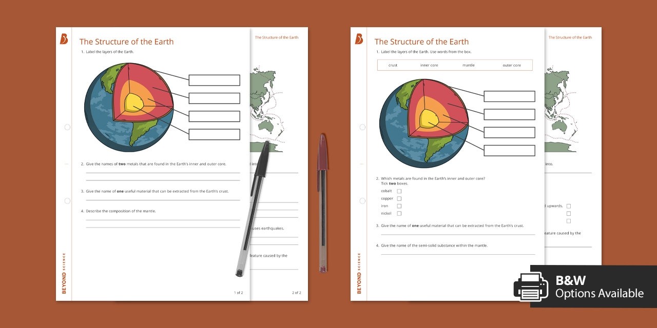 KS3 The Structure Of The Earth Worksheet