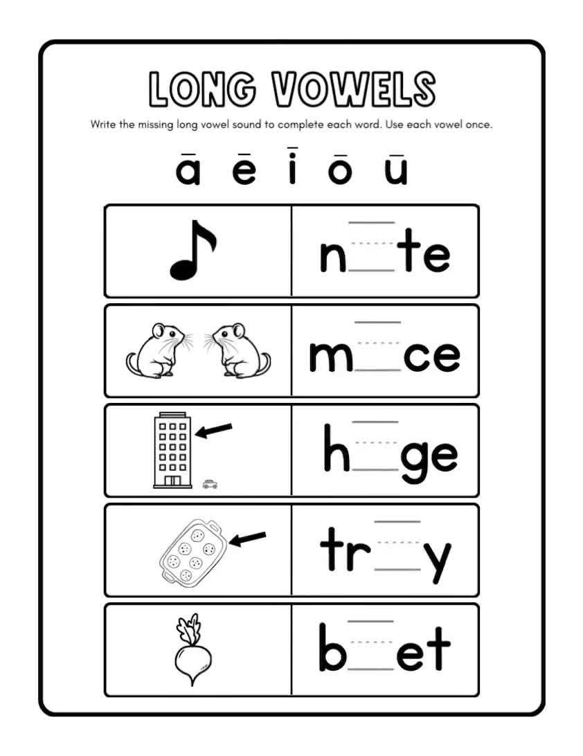long vowel sounds worksheets long vowel sounds worksheets