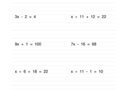 Math Worksheet Collection Solving Two Step Equations Media4Math