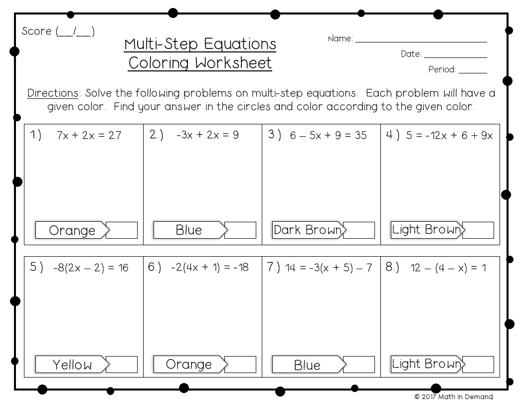 multi step equations worksheets multi step equations worksheets