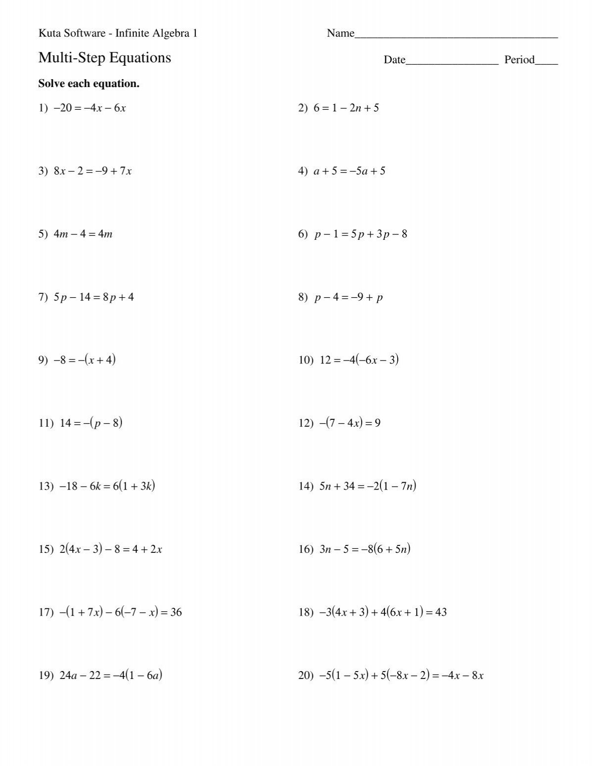 Multi Step Equations Kuta Software Multi Step Equations Kuta Software