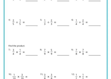 Multiplying Fractions Worksheets