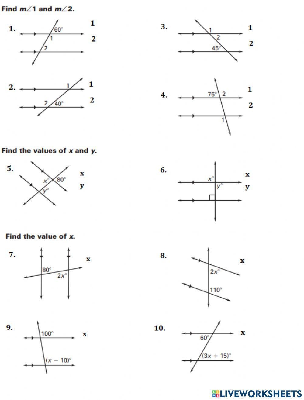parallel lines and transversals worksheet parallel lines and transversals worksheet
