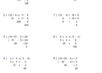 PEMDAS Problems Order Of Operations Worksheets Basic With Parentheses Made By Teachers